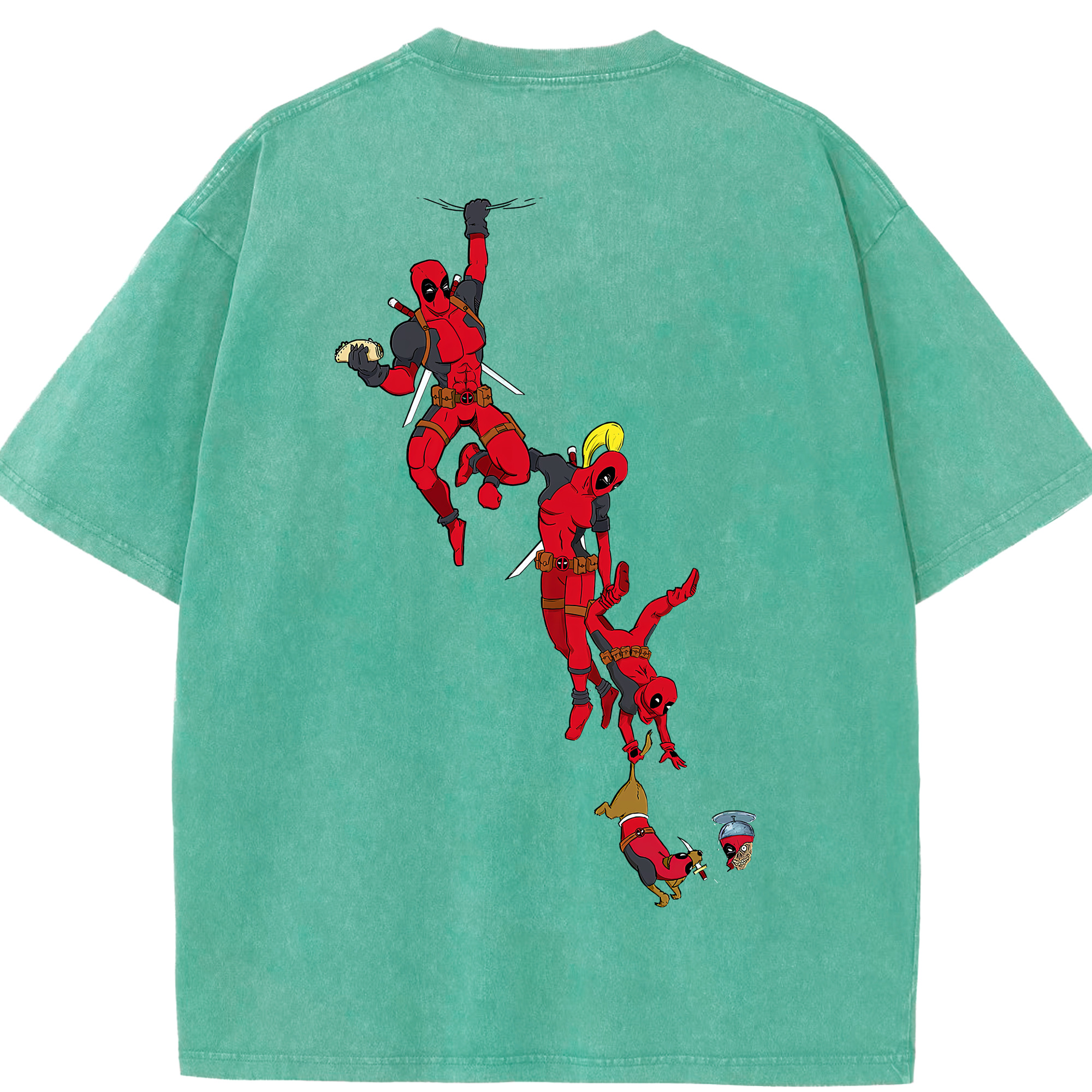 （画像用） Deadpool デッドプール 綿100% ヴィンテージ風 半袖Tシャツ（背面プリント）